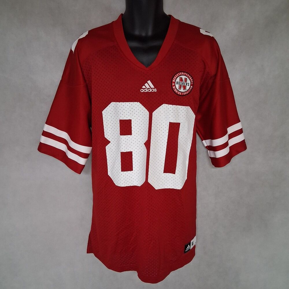 Adidas Nebraska Cornhuskers Football Jersey Men's XL Red #80 - Picture 2 of 9